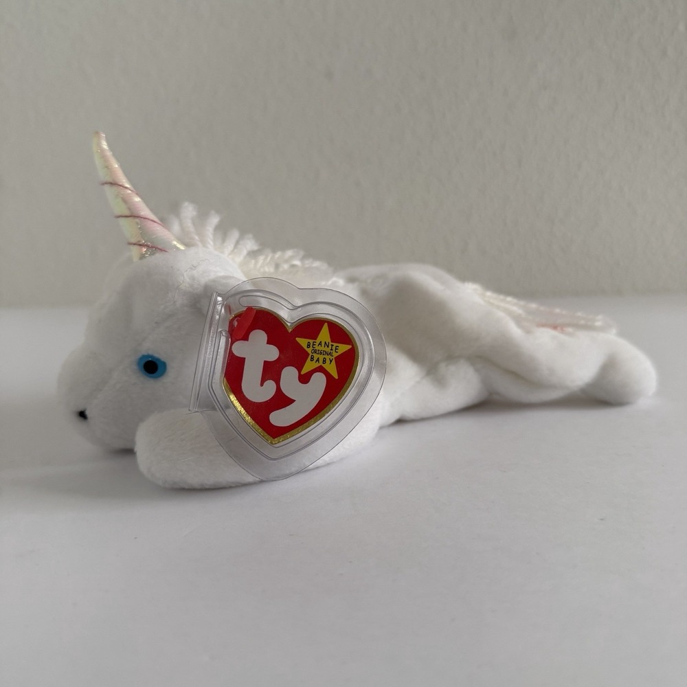 TY Beanie Baby - MYSTIC the Unicorn Iridescent Horn & Yarn Mane 1993/1994